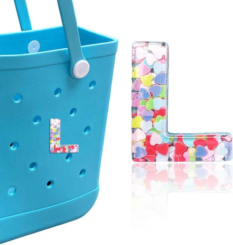HLUWA Letter Charms for Bogg and Simply Southern Bags - Alphabet Sequin Lettering Accessories, Insert Decorative Letters for Handbag, Beach Tote - Image 1